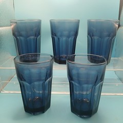 5 VTG Libby Duratuff Gibraltar Paneled Tumbler, Cobalt Blue, 5.25″ x 3.5″ READ