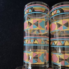 8 Vtg 12oz Culver Southwest Aztec Native American Highball Glasses Glass Juice