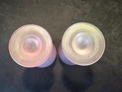 Hand Painted Frosted Hebron Drip Purple Pedestal Wine Cordial Glasses Set of 2