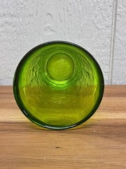 Vtg Lime Green Handblown Glass Tumbler 6″