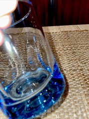 CONTEMPORARY BLUE THUMBPRINT DIMPLE ROCKS GLASSES SET OF 4