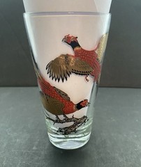 HAZEL ATLAS VINTAGE HIGHBALL PHEASANT GLASSES SET OF 5 1964 VETERANS BANQUET MCM