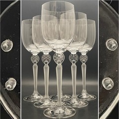 Mikasa Moonlight Frost 6 Piece Crystal Goblets/Glasses 2000-02 Austria 10″t 12oz
