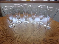 Pilsner Heritage Etched 11 Oz Smooth Stem Crystal Blown Glass – Set of 6