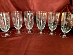 Vintage Princess House Star Etched Water Footed Tumblers Set of 6