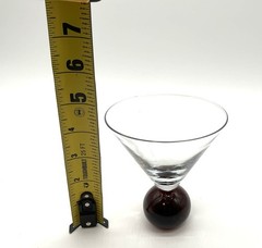 Vintage Ruby Red Bubble Ball Base Martini / Cosmo Glass MCM Single Only