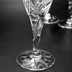 3 Stuart Ellesmere Sherry Glasses 5.25″ cut glass ferns leaves England twist