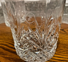 Vintage Cut Crystal Woodford Reserve Whiskey Glasses Pair 4” Rocks Starburst