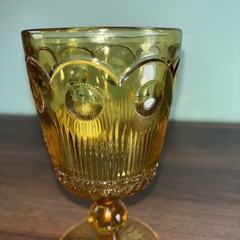 Bartlett Collins Bullseye Stemmed Water Goblet Amber Vintage 1960s Replacement