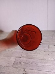 Vtg L.G. WRIGHT GLASS «STRAWBERRY & CURRANT RUBY» RED WATER GOBLET 6-1/2″