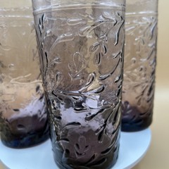 Vintage Libbey Garden Vine Mediterranean Purple Cooler Tumbler Glasses Set of 4