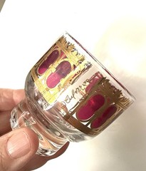 Vintage Lot 3 Culver 60’s 22K Gold Cranberry Scroll Footed Roly Poly Punch Glass