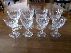 8 Vintage Cut Crystal Import STEM GLASSES – 4 WATER & 4 WINE – ELMWOOD Pattern