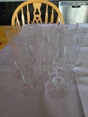 8 W. J. Hughes Cornflower or Princes House Heritage Pattern 10 oz. Wine Glasses