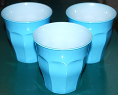 Set 5 DURALEX PICARDIE 8 oz PASTEL BLUE Drinking Cups Stackable Glasses FRANCE