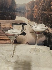 Vintage Crystal Martini Glasses by Artland Helios