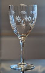 Set/4 Vintage Criss Cross & Punties Xs & Os Wine Glass Water Goblet 10oz 7 3/8″T