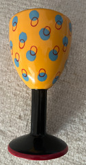 Polka Dot Goblet Age Is Like Wine glass Yellow Ceramic Media 7″ Large EUC