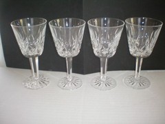 FOUR Waterford Crystal Claret Wine Glasses Lismore pattern 5.75”