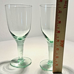 Hand Blown Green Tint Stemmed Wine Glasses Set of 3 Vintage Artisan 8oz