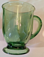 Green Glass Large Coffee/Beverage Cup Anchor Hocking Vintage. Lot of 4