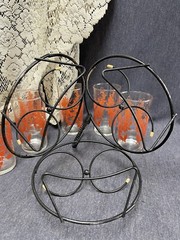 RARE MCM Mid Century Modern Art Deco 6 Tumbler Set with Wire Caddie