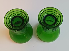 VTG Moondrops Dark Green New Martinsville Depression Glasses Set Of 2