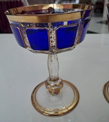 Moser glass cobalt blue 5.6″ tall champagne , sherbet , dessert cup set of two
