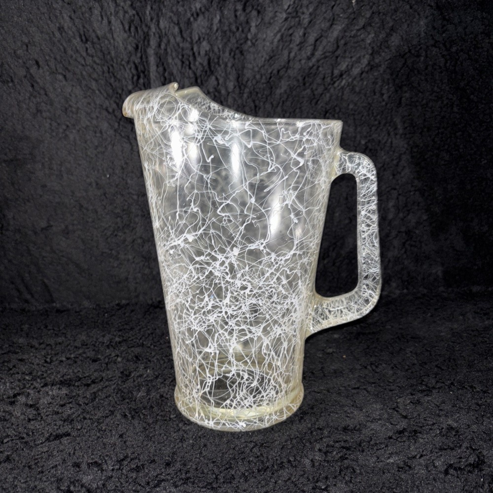 Vintage Splatter Paint MCM Glass Pitcher
