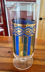 MCM 22K Gold Lucerne West Virginia GlassCo 1-Handlefree Pitcher/4-HiBall Glasses