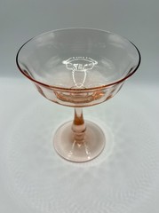 Vintage Fry Glass Pink 💕 Straight Optic 5 1/8″ Saucer Champagnes EUC Pretty