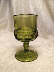 6 Vintage King’s Crown Colony Color 4 3/8″ Green Wine Glasses Goblets Set