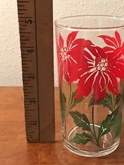 Libbey Poinsettia Christmas Glasses Set of 4 MCM 12 oz Cocktail Bar 5” Highball