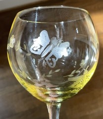 Set of FOUR Lenox Crystal BUTTERFLY MEADOW Balloon Wine Goblets EXCELLENT