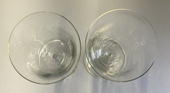 Vintage Engraved Monogram Letter «S» Clear Wine Glasses. 7″ Tall, Set of 2.