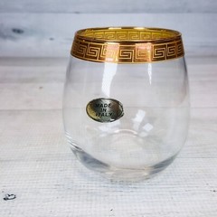 Cristalleria Gold Rimmed Border Stemless Wine Cocktail Glass Made in Italy