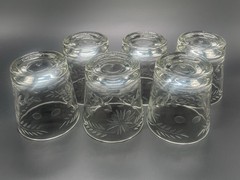 Rare 32 Piece Set Vintage Federal Glass Floral Etched Barware Service for 8