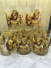 Vintage Lions Pride Family Old Fashioned Double Rocks Tumblers Set 9 Tastesetter