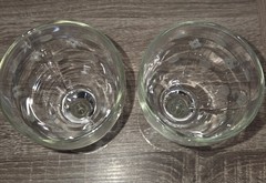 Set of 2 Standard Glass Co Criss Cross & Punties Etched Tall Pair of Water…