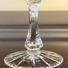 Pair of Crystal Champagne Tall Sherbet Glasses Criss Cross and Vertical Cuts