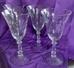4 Vintage Caprice Cambridge Water Goblets Drape-optic (Swirl) Design 1936-58