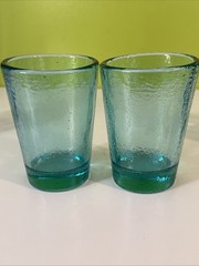 Fire & Light 12oz Tumblers Textured Glass Set Of 4: 2 Aqua And 2 Cobalt