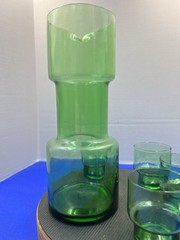 MCM Green Cocktail Pitcher Set Mid Century Modern With Four Glasses Italy?
