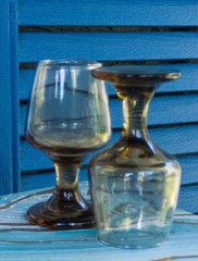 Vintage Smoked Glass Set Of 5 Shot Glasses 3.5 in Cordials Cognac Snifter Style