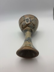 Blue, Tan & Brown Pottery 5.5″ Chalice Goblet