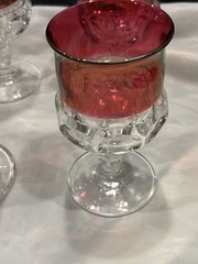 Six (6) Tiffin Kings Crown Ruby Flashed 5 3/4” Water Goblets