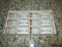 Versailles Crystal stemware wine glasses decorated in 24 k gold set of 6 NIB