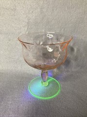 VTG Uranium Watermelon Glasses Wine Sherbet Vine Etched WESTON Depression 6 oz