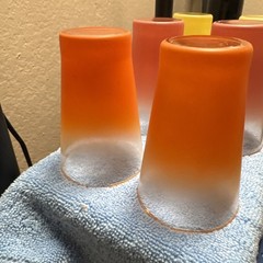 Set of 6 Blendo Orange Pink & Yellow Ombre Juice Glasses MCM 4″ Tumblers