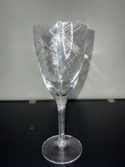 Clear Etched Glass Wine Glass with Glossy Finish and Round Shape